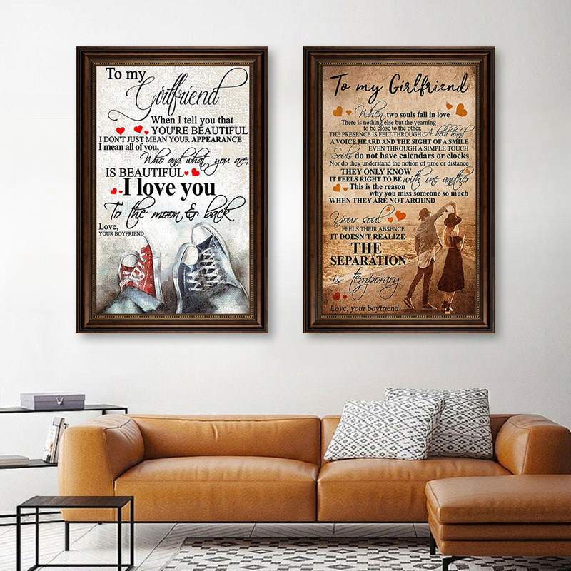 情侣卧室床头装饰画小众艺术英文表白海报壁画客厅书房咖啡厅挂画