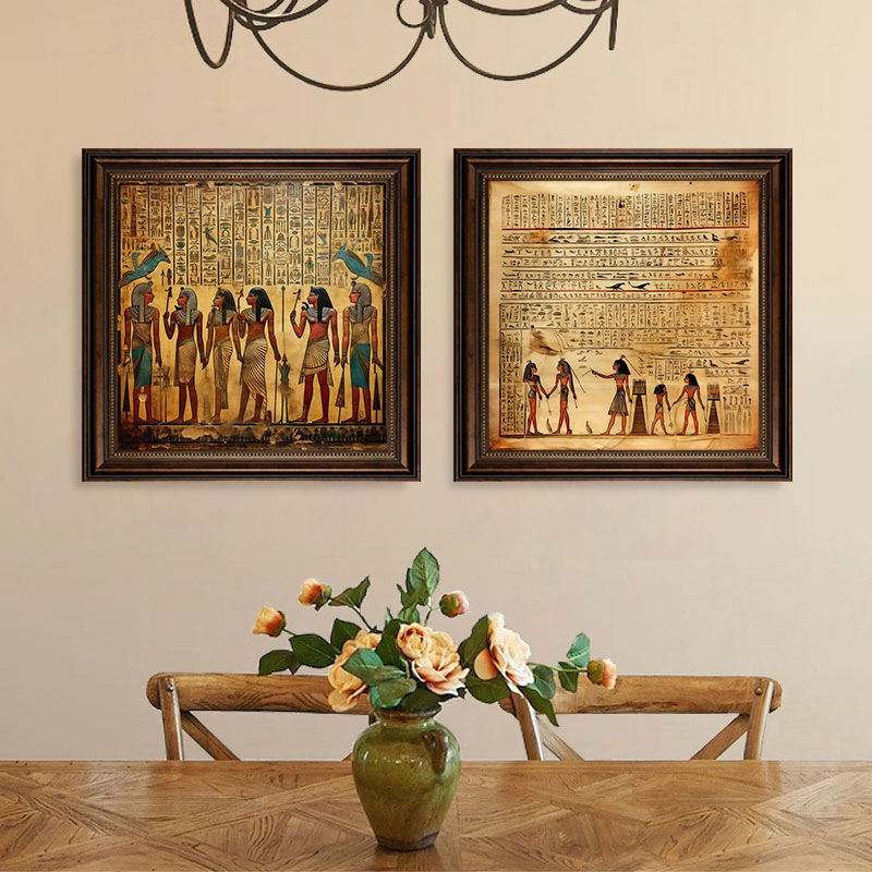 异域风情酒吧咖啡店装饰画古埃及特色主题餐厅挂画酒店复古框壁画
