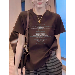 t恤女装 正肩短袖 潮牌字母印花胖mm显瘦200斤上衣潮 夏季 2025大码