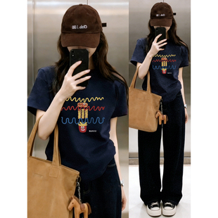 遮肚子百搭圆领半袖 韩版 胖mm大码 t恤女春夏新款 上衣 洋气正肩短袖