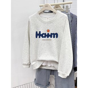 字母印花套头上衣 时尚 秋冬2025爆款 胖MM宽松正肩圆领卫衣女大码