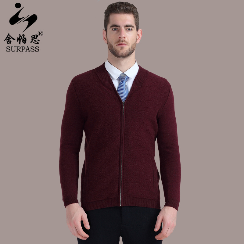 Shepars new V-Cổ cashmere vest nam dày trung niên vest lỏng cardigan áo len màu rắn