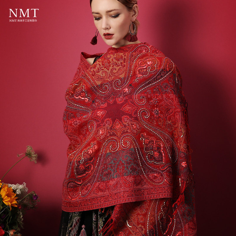 尼泊尔复古民族风羊毛围巾女手工刺绣钉珠尊贵红色装饰保暖长披肩,服饰配件/皮带/帽子/围巾,围巾/丝巾/披肩,淘宝优惠券,粉丝福利购,淘宝优惠卷