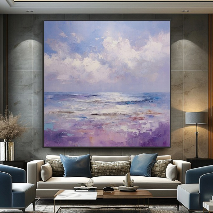 大芬村手绘油画紫气东来抽象风景客厅装饰画方形餐厅卧室挂画壁画图片
