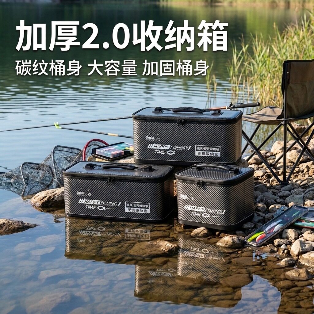 钓哈哈硬壳碳纹渔具收纳包大容量子线主线收纳漂盒多功能收纳盒