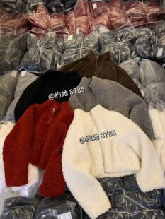 8785立领拉链颗粒羊毛鹿皮绒保暖百搭女士皮毛一体外套