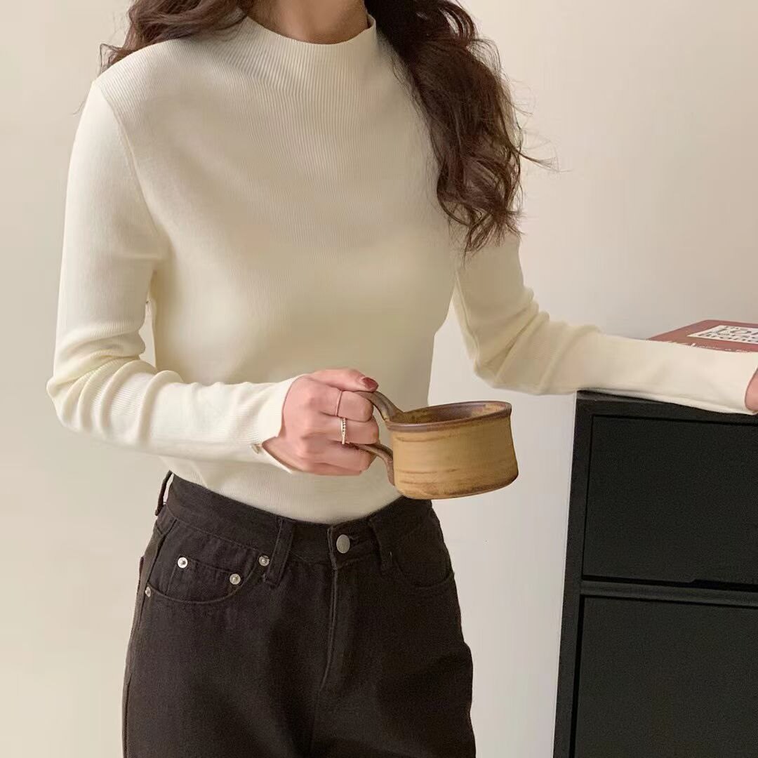 need50%羊毛多色基础百搭针织打底衫女秋冬显瘦舒适细腻内搭上衣