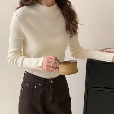 need50%羊毛多色基础百搭针织打底衫女秋冬显瘦舒适细腻内搭上衣