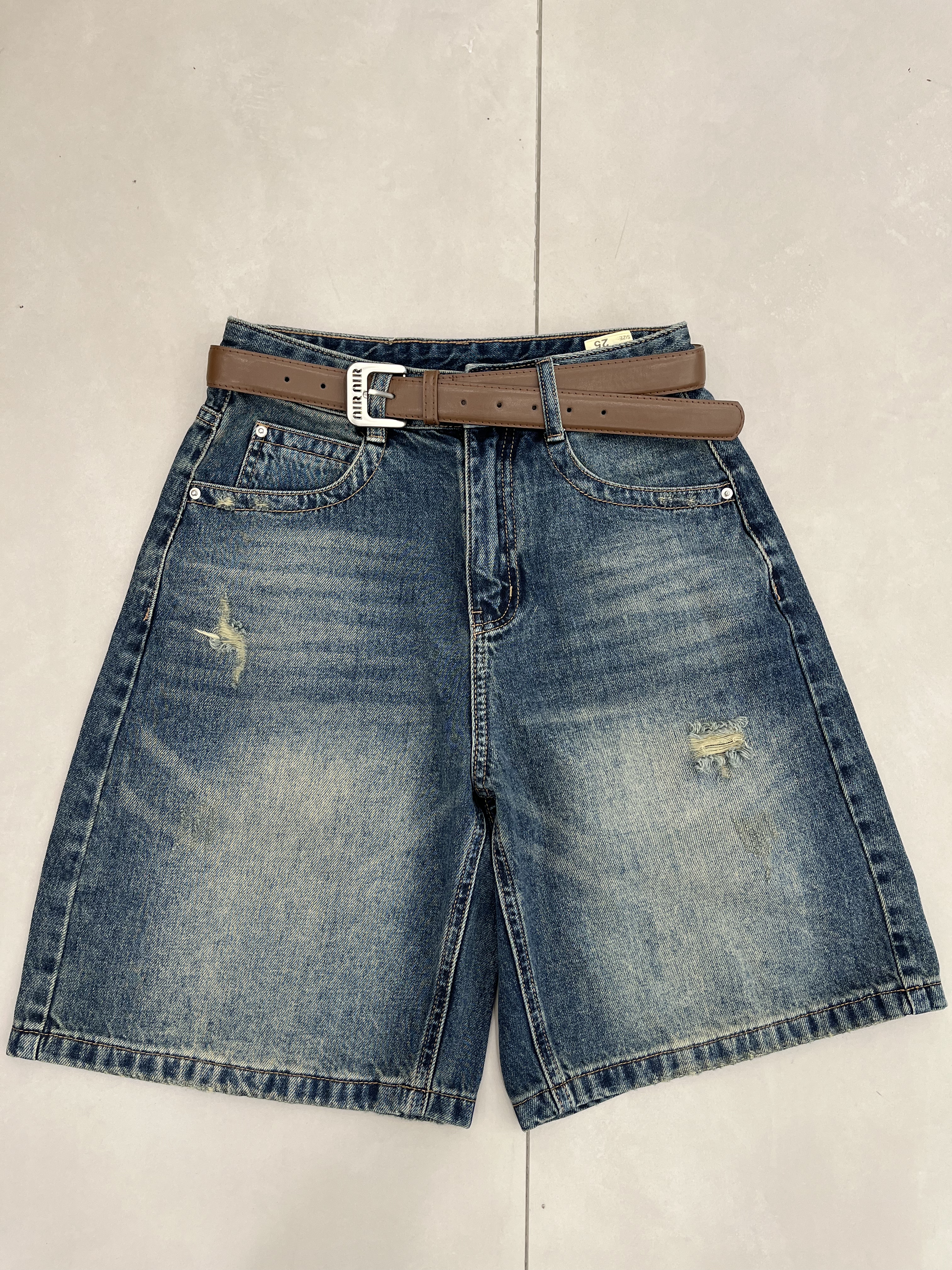 JEANS 3709 欧货 2026夏季新款阔腿牛仔短裤女磨破时尚高腰五分裤
