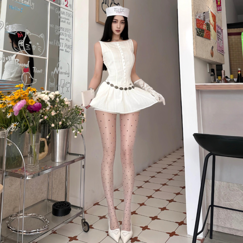 #极光油亮#肤色波点丝袜0D任意剪性感显瘦超薄透明圆点美腿连裤袜