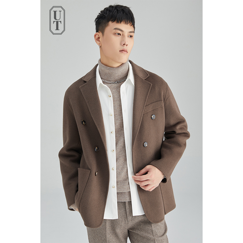 秋冬季双排扣西服羊毛男士设计感