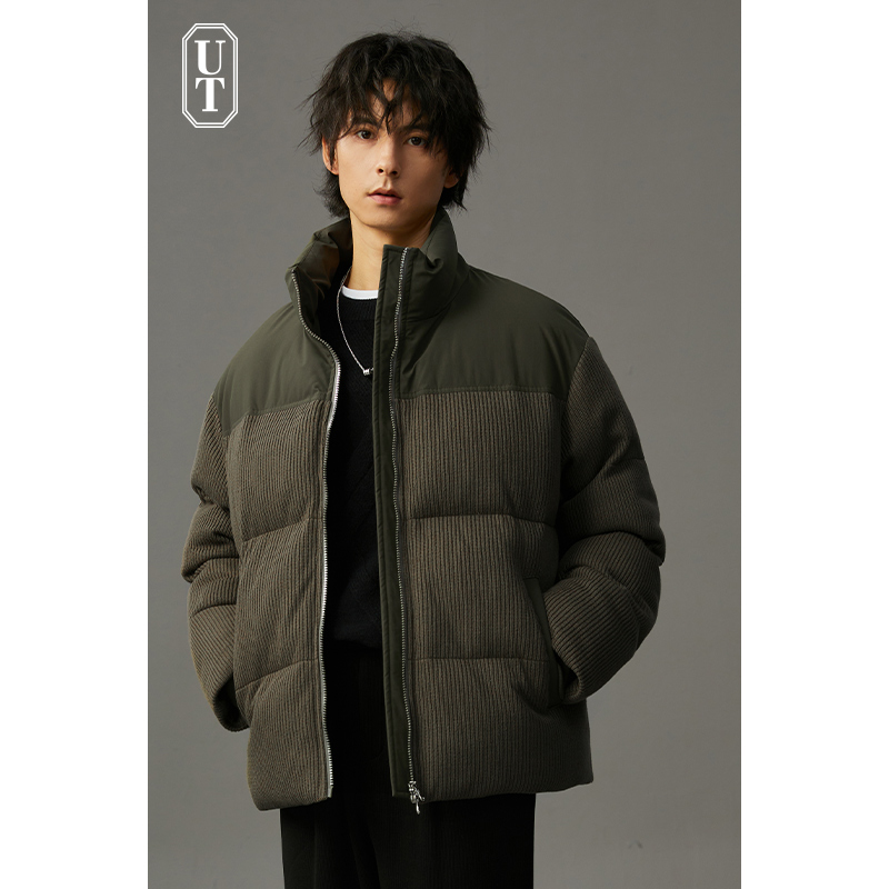 立领休闲短款灯芯绒羽绒服休闲