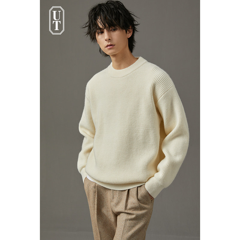 重磅羊毛衫男士宽松冬季加厚绒毛衣保暖休闲半中高圆领打底衫针织