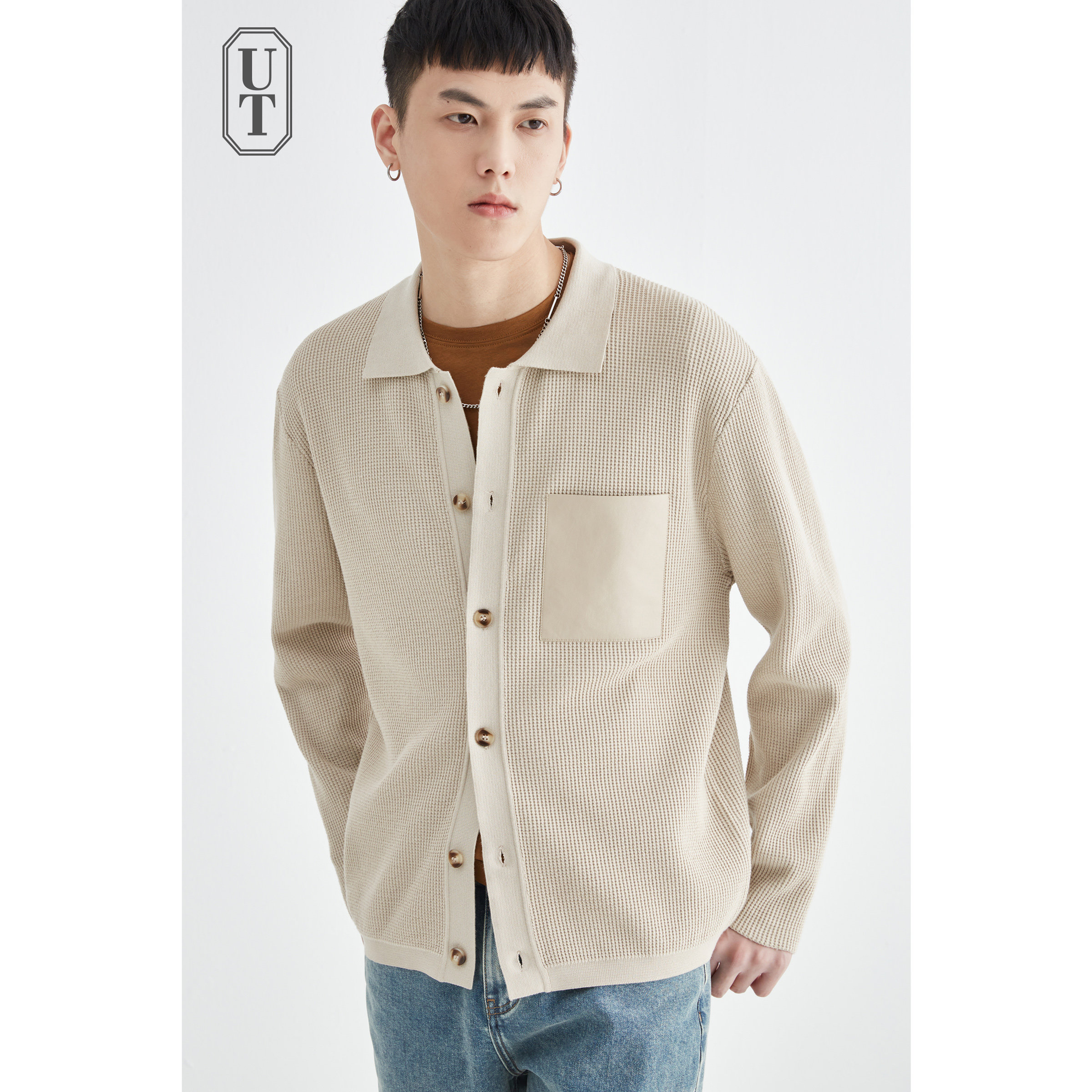 针织开衫宽松翻领休闲秋季外套