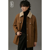 韩版 风衣冬季 潮流加厚保暖外套男 夹克大衣男士 羊羔毛派克服中长款