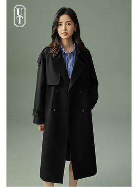 休闲抗皱垂坠高级感风衣女士中长款宽松2026年春季新款系带外套