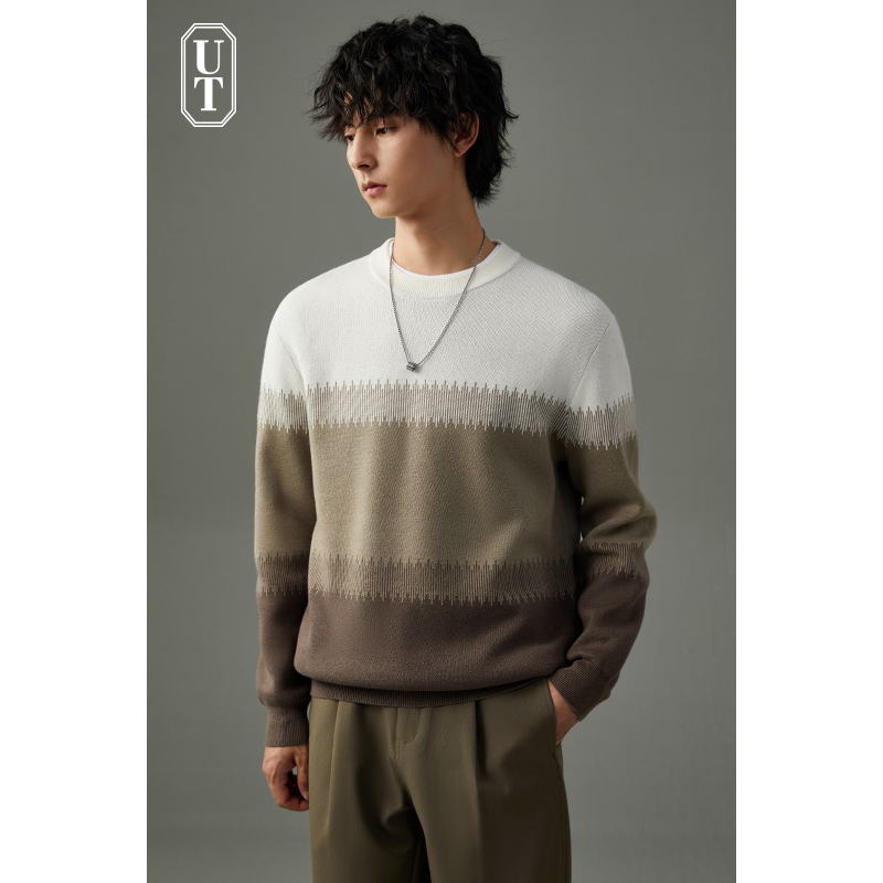 加厚款圆领可机洗毛衣条纹秋冬季