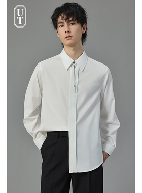 行政长袖衬衫男士2025年秋季新款高级感宽松上衣白色衬衣内搭外套