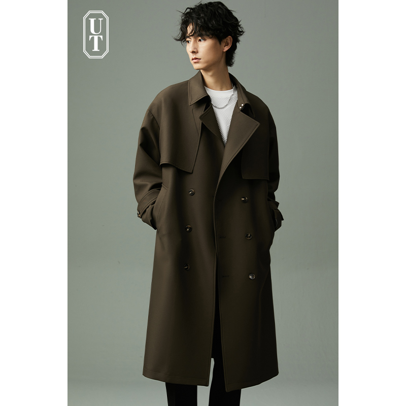 韩版中长款廓形男士风衣休闲宽松