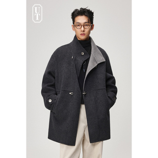 高级感保暖双色70双面羊毛呢子大衣中长款立领飞机扣厚款风衣外套