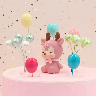 彩色立体小气球装饰摆件 儿童蛋糕装饰 创意铁丝气球蛋糕装饰气球