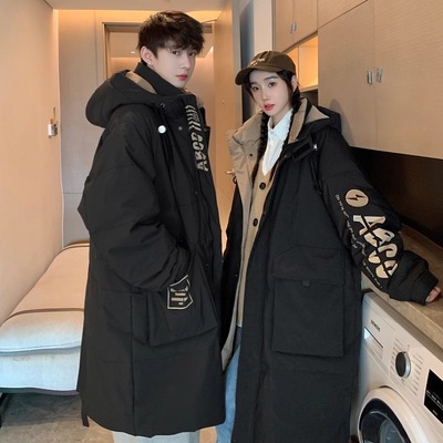 冬季中长款防寒羽绒服男女新款韩版大衣情侣工装加厚帅气外套潮牌