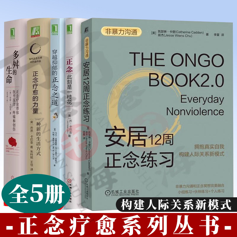5册 正念疗愈系列丛书安居12周正念练习+正念 此刻是一枝花+穿越抑郁的正念之道+正念疗愈的力量一种新的生活方式+多舛的生命
