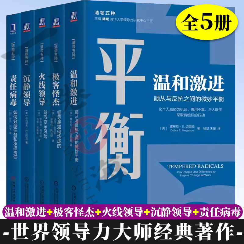 5册清领五种世界领导力大师经典著作 温和激进+极客怪杰领导是如何炼成的+火线领导驾驭变革风险+沉静领导+责任病毒机械工业出版社