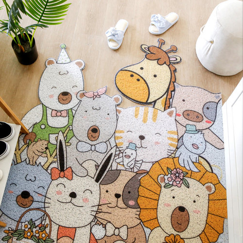 卡通玄关可剪裁家用丝圈脚垫定制