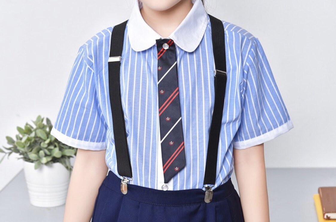 六一大合唱表演服纽扣领带英伦风男女童小学生蓝领带校服配件领结