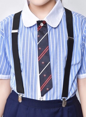 六一大合唱表演服纽扣领带英伦风男女童小学生蓝领带校服配件领结