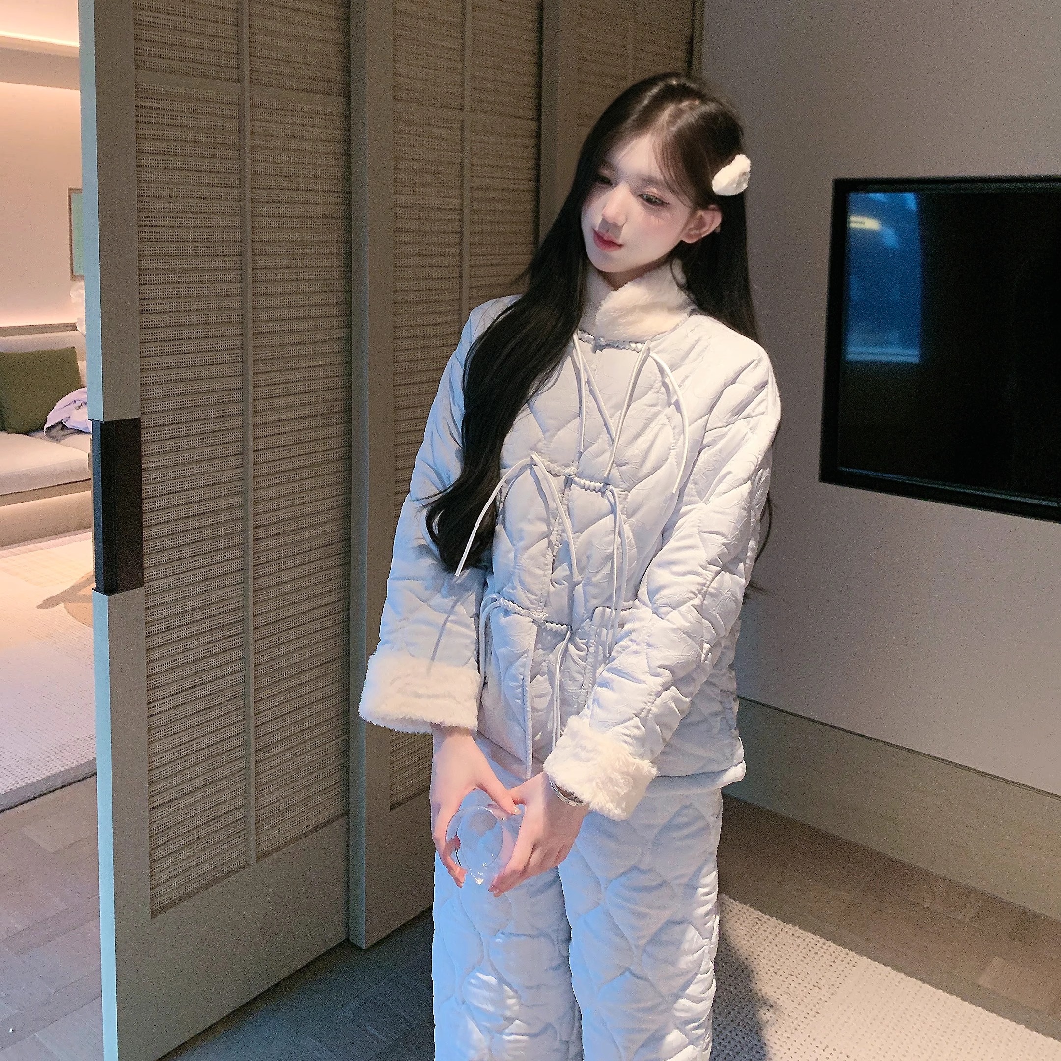 捞捞酱「雪国千金」新中式三层夹棉加厚2025保暖加绒睡衣纯欲高级