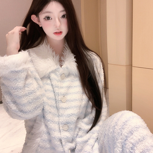 「嗲嗲冬日」珊瑚绒睡衣女秋冬款2025新款冬季加绒加厚家居服套装