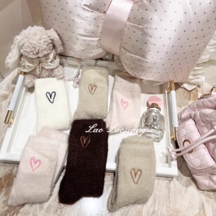 捞捞酱「暖冬绒绒袜」水貂绒加厚加绒地板睡眠袜中筒秋冬甜美保暖