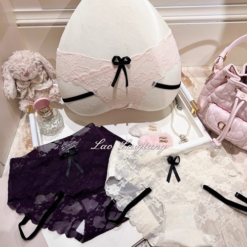 捞捞酱「香欲美人」性感软蕾丝纯欲三角内裤蝴蝶结透气低腰无痕新