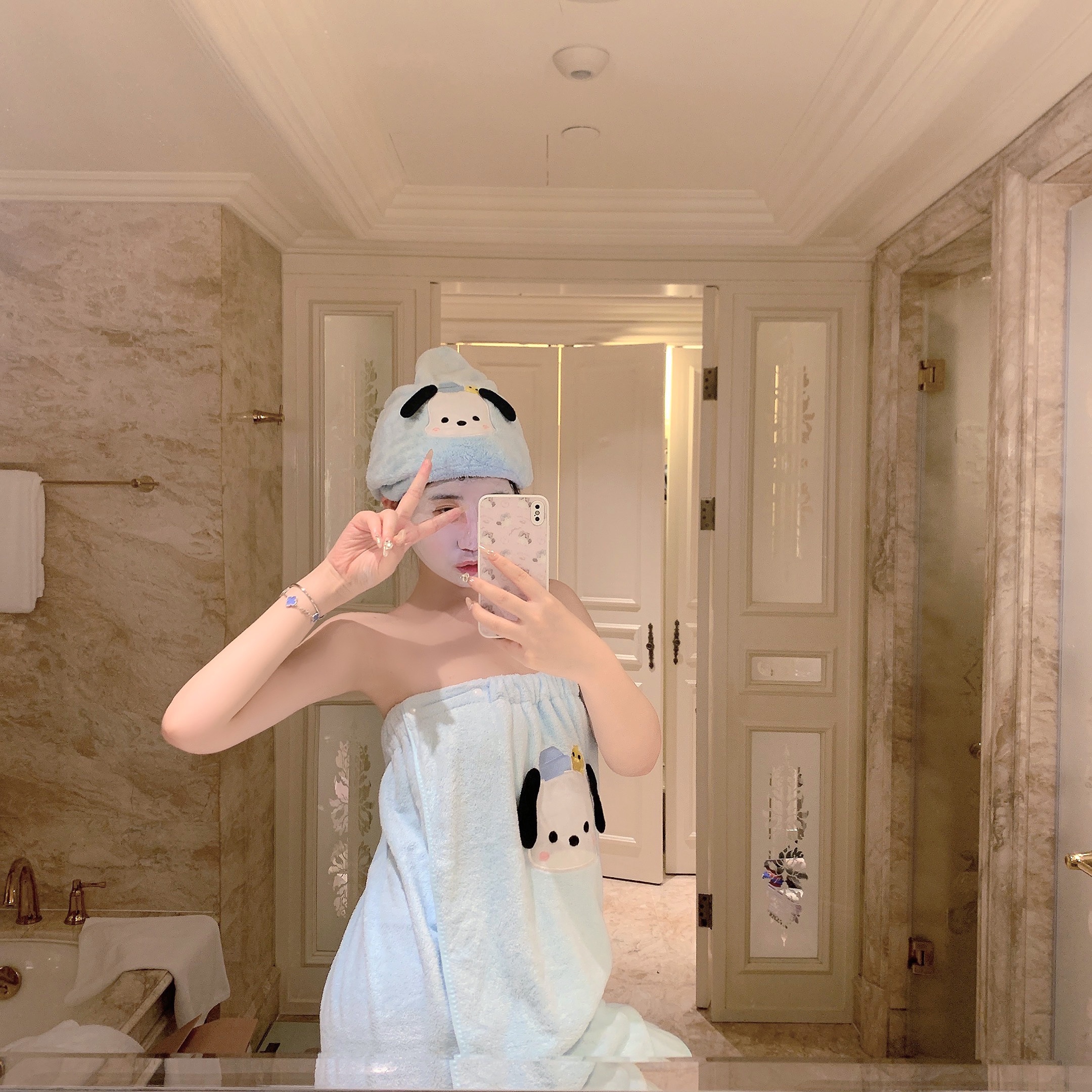 LaoLao酱「奶油泡泡」ins可爱卡通纯欲吸水速干 干浴裙可裹浴巾新