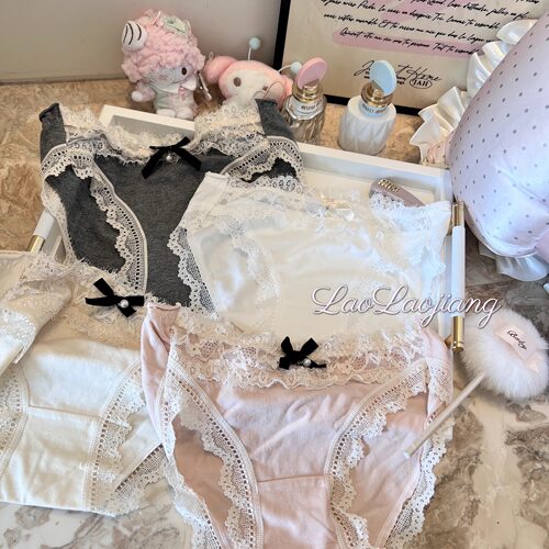 捞捞酱「软糖日记」芭蕾少女纯棉蕾丝花边舒适性感三角内裤纯欲25