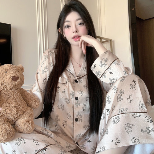 「小熊与Kitty」性感冰丝睡衣女款2026新款春季高级感家居服纯欲