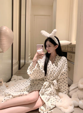 捞捞酱「韩女的冬日」羊羔绒加厚睡衣女秋冬款奶油纯欲风冬季睡袍