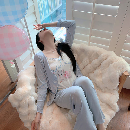 捞捞酱「布蕾奶芙Cat」莫代尔带胸垫日系纯欲甜美家居服睡衣少女
