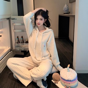 家居服 加绒加厚睡衣女秋冬款 「jelly小蛋糕」半边绒冬季 2025新款