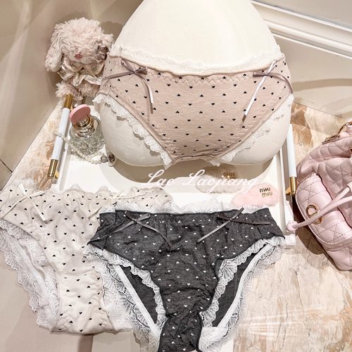 捞捞酱「栗子烤奶」纯欲波点蕾丝花边日系纯棉三角内裤透气2025新