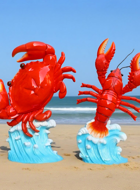 仿真螃蟹小龙虾大闸蟹鲤鱼雕塑