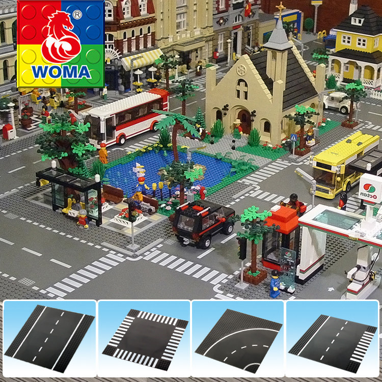 兼容乐高积木底板小颗粒公路马路交通道路底板双面城市街道