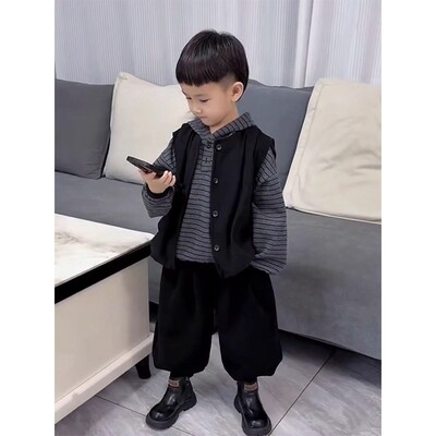 2025秋冬男童炸街痞帅三件套装