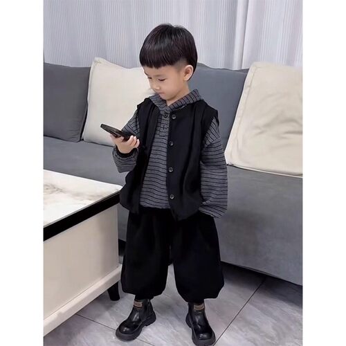 2025秋冬男童炸街痞帅三件套装