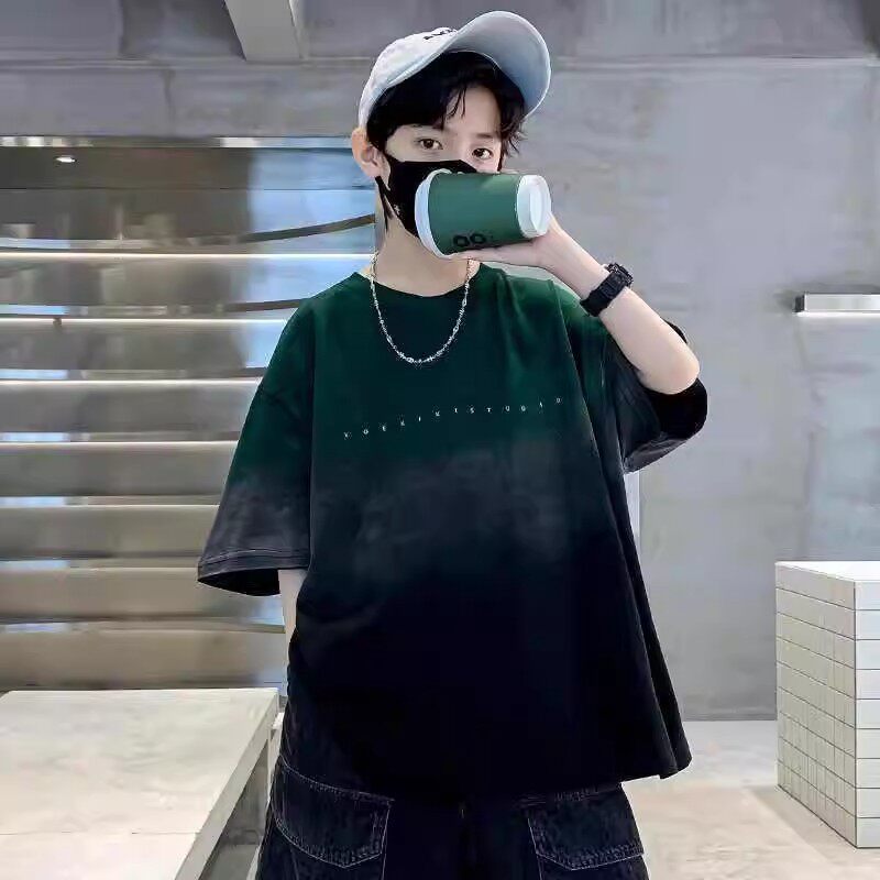 儿童装男童夏季短袖t恤2026新款宽松休闲扎染上衣薄款纯棉夏款潮T