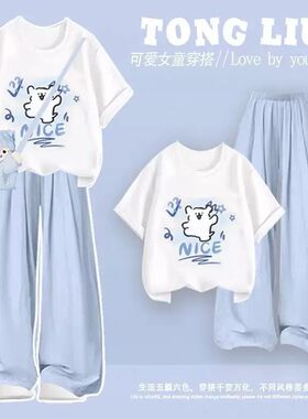 女大童夏季韩系洋气短袖裤套装