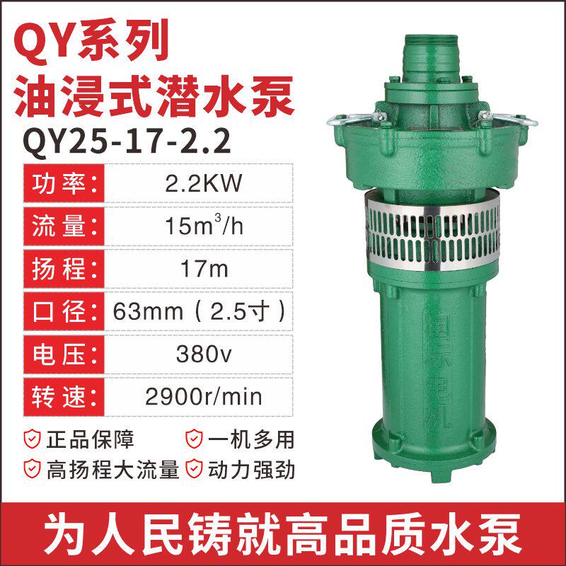 新款人民QY油浸式潜水泵380V三相大流量高扬程上海农田灌溉深包邮