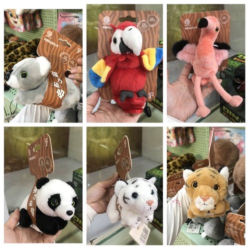 广州长隆纪念品肩膀磁铁玩具火烈鸟鹦鹉白虎老虎熊猫站肩毛绒公仔
